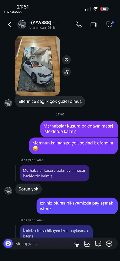 Kişiye Özel Araba Halı
